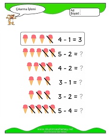 Çıkarma İşlemi Çalışma Sayfaları